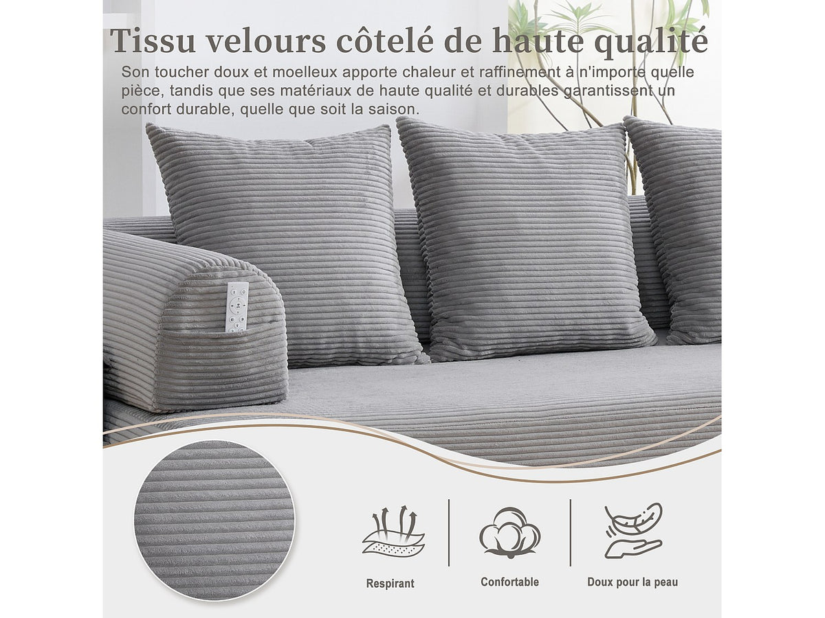 Canapé modulable gris tissu