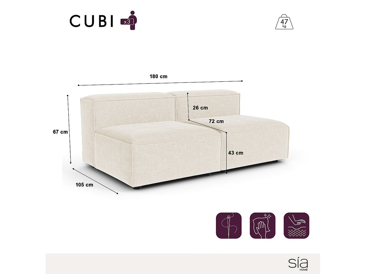 Canapé modulable 3 places beige velours