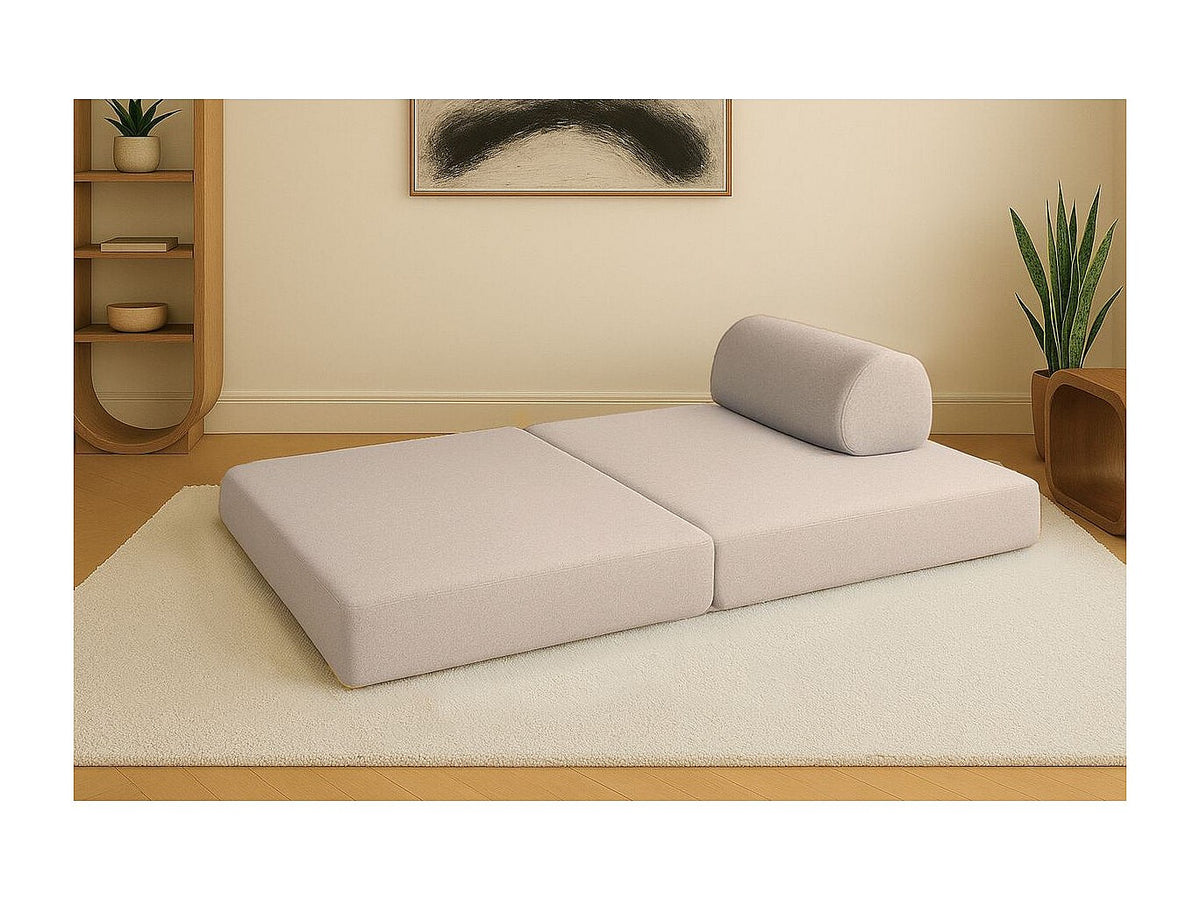 Canapé modulable convertible 2 places beige tissu