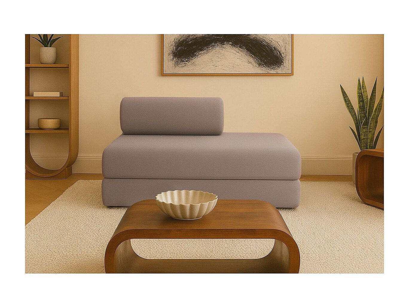 Canapé modulable convertible 2 places marron tissu