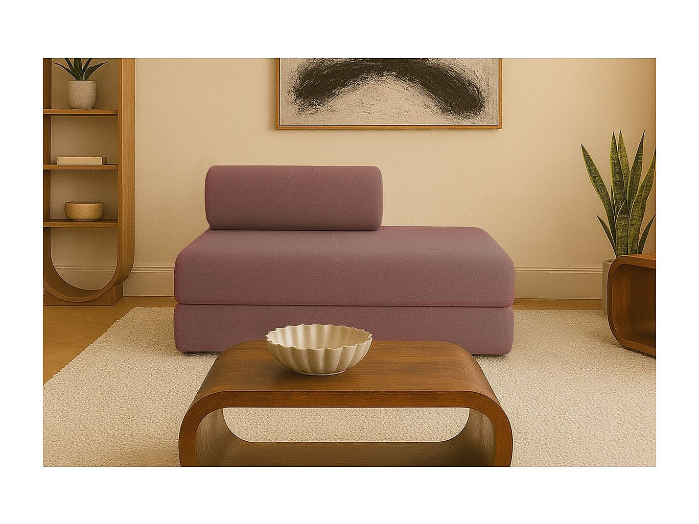 Canapé modulable convertible 2 places orange tissu