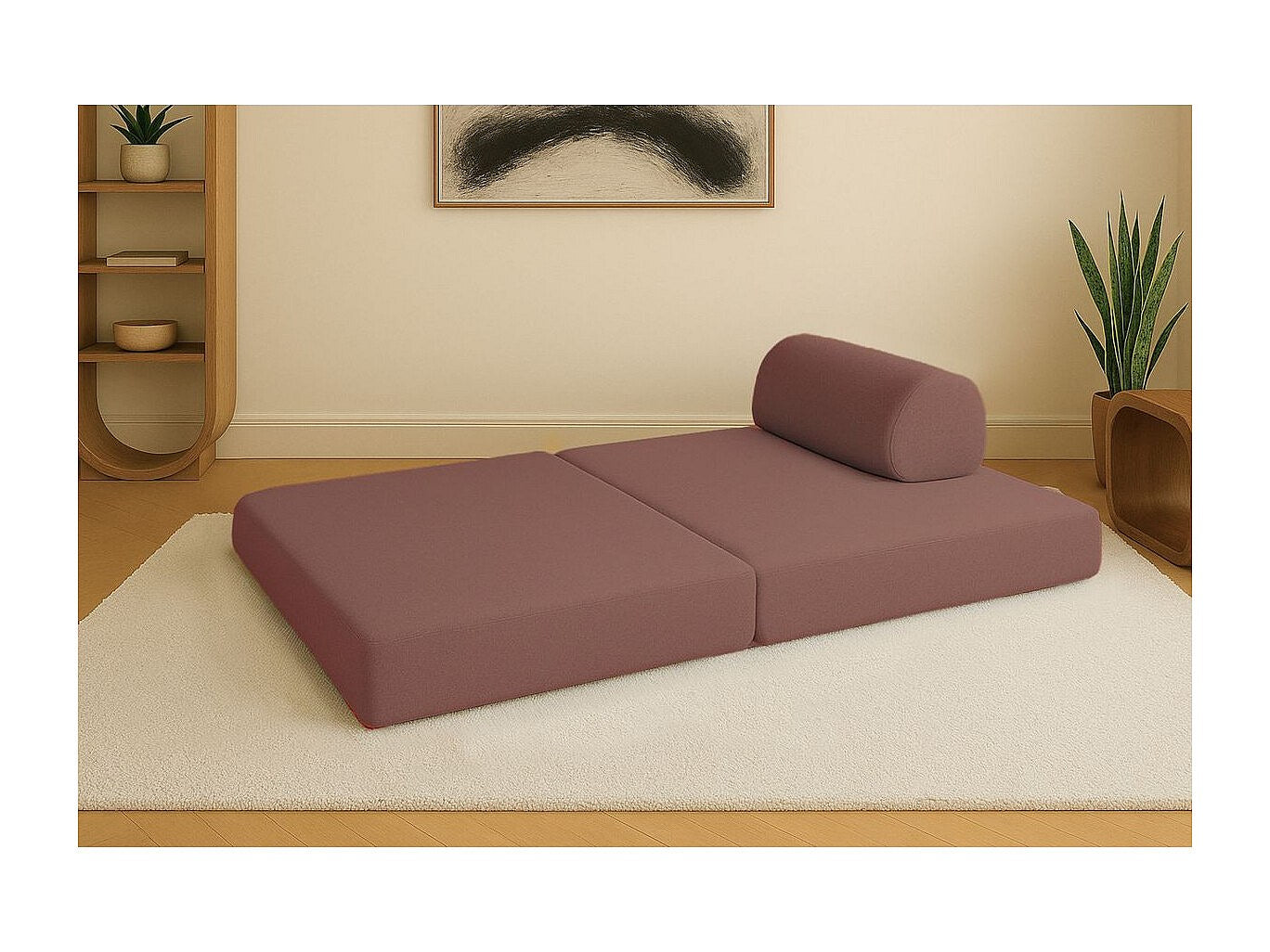 Canapé modulable convertible 2 places orange tissu