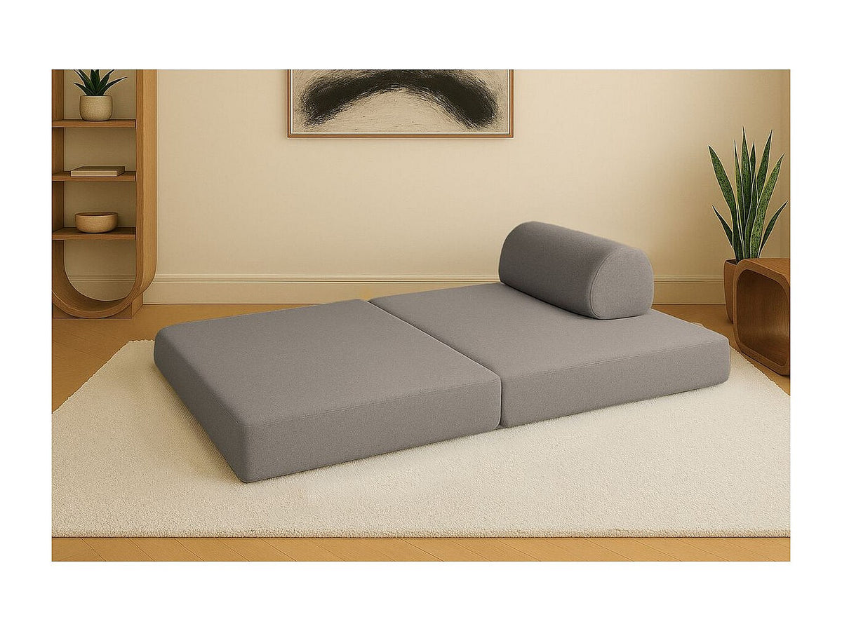Canapé modulable convertible 2 places gris tissu