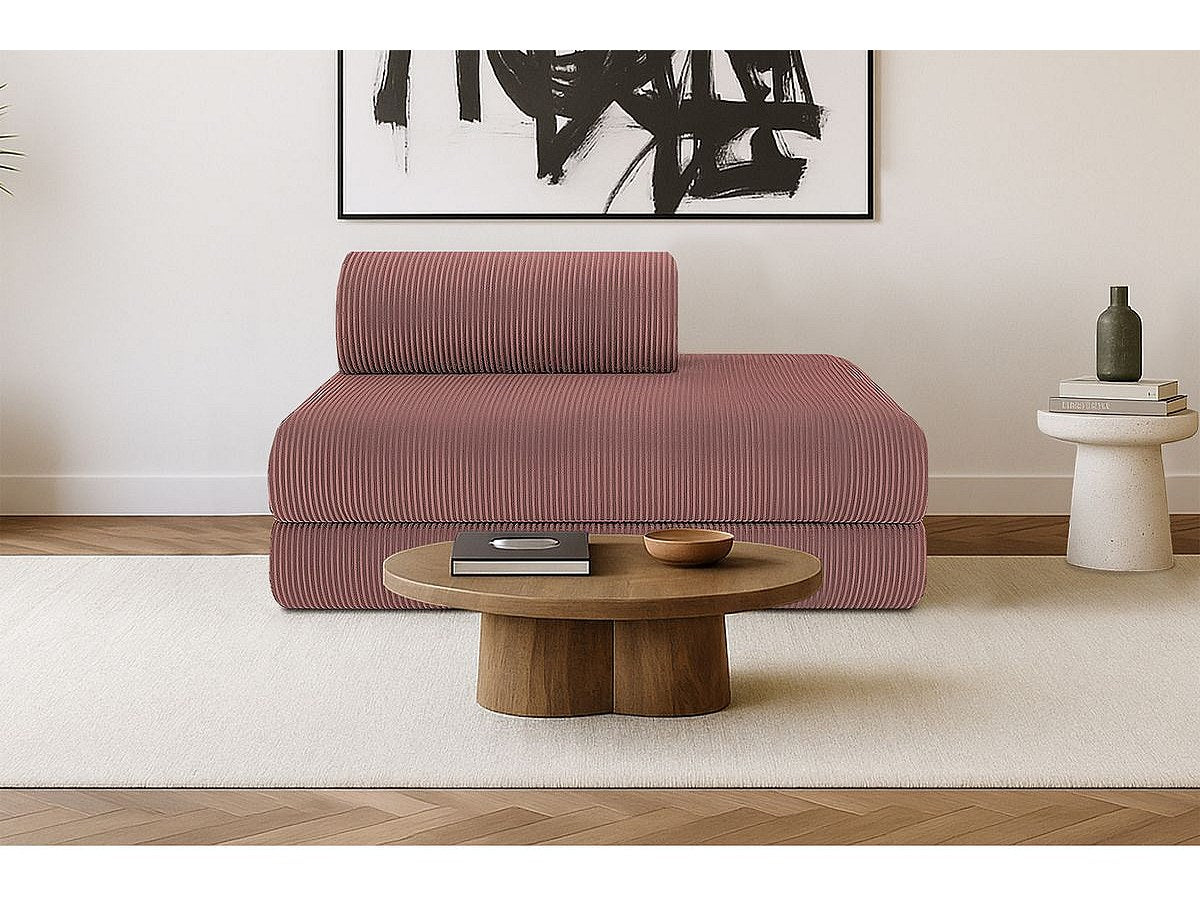 Canapé modulable convertible 2 places rose velours
