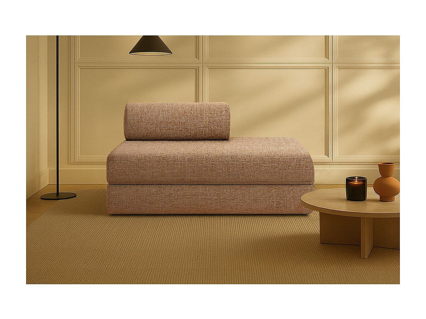 Canapé modulable convertible 2 places marron tissu