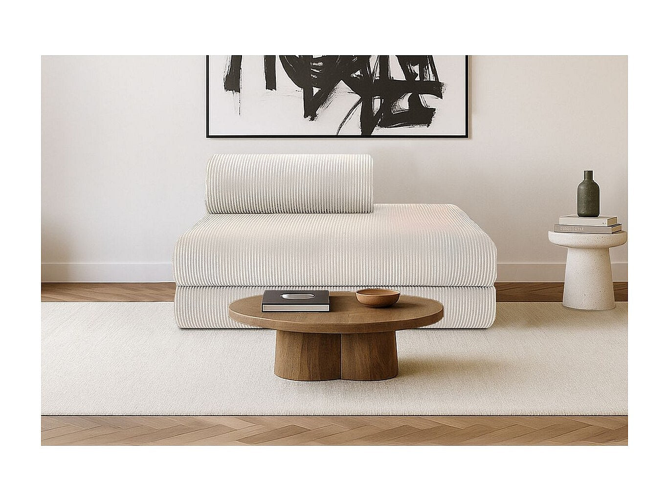Canapé modulable convertible 2 places blanc velours