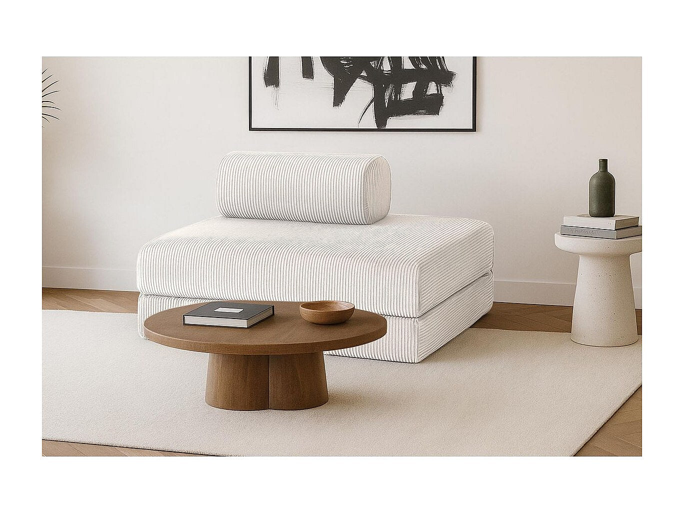 Canapé modulable convertible 2 places blanc velours