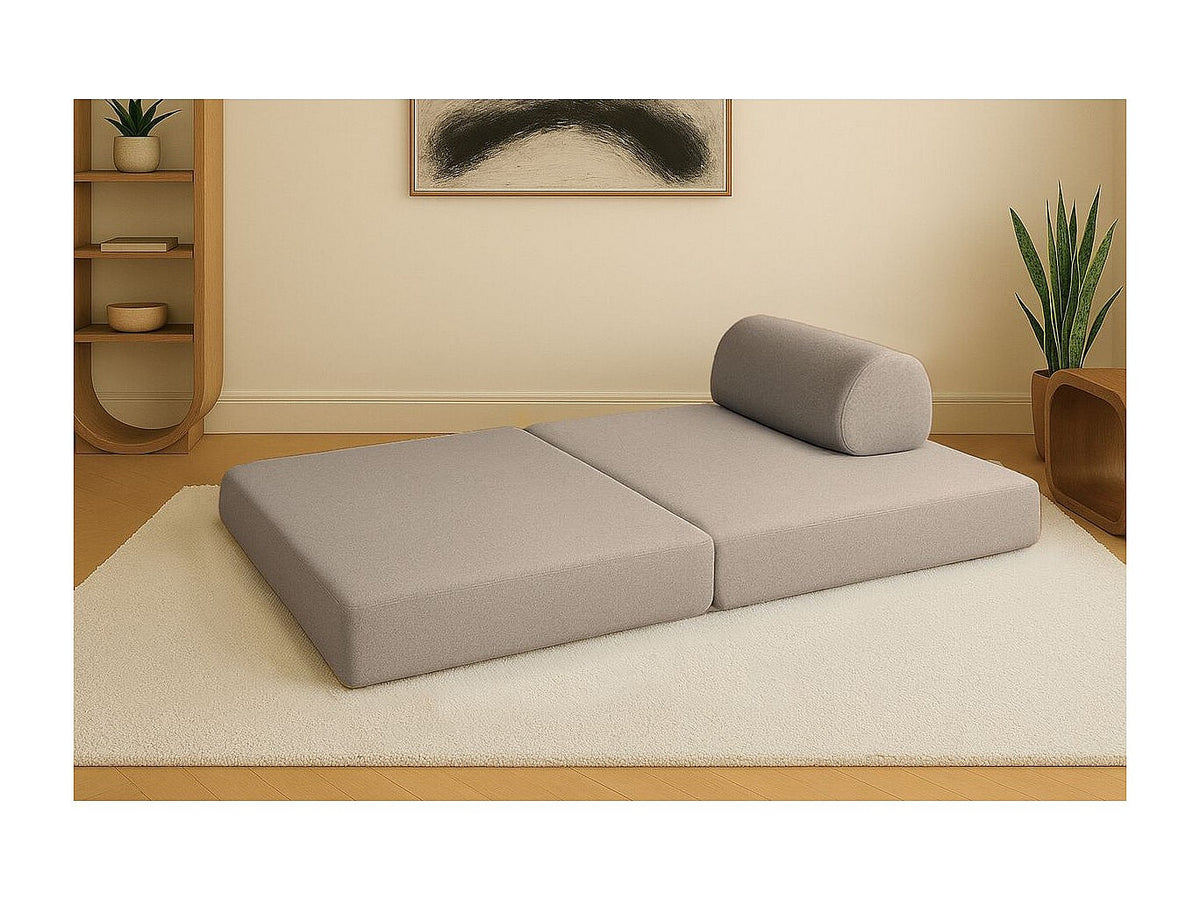 Canapé modulable convertible 2 places taupe tissu