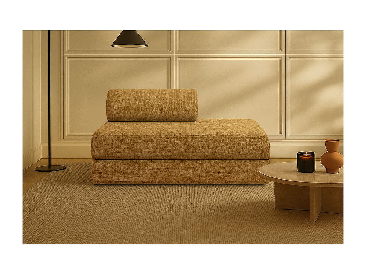 Canapé modulable convertible 2 places jaune tissu