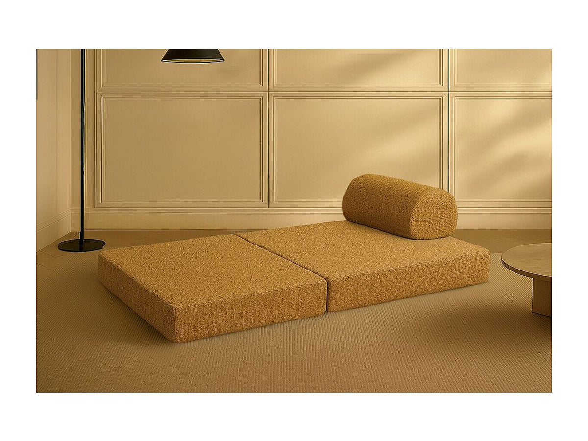 Canapé modulable convertible 2 places jaune tissu