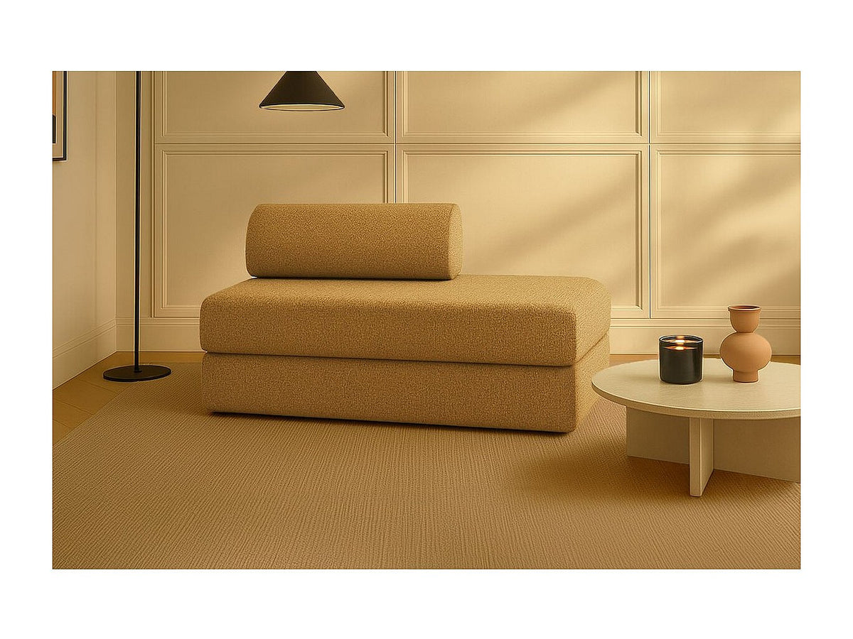 Canapé modulable convertible 2 places jaune tissu