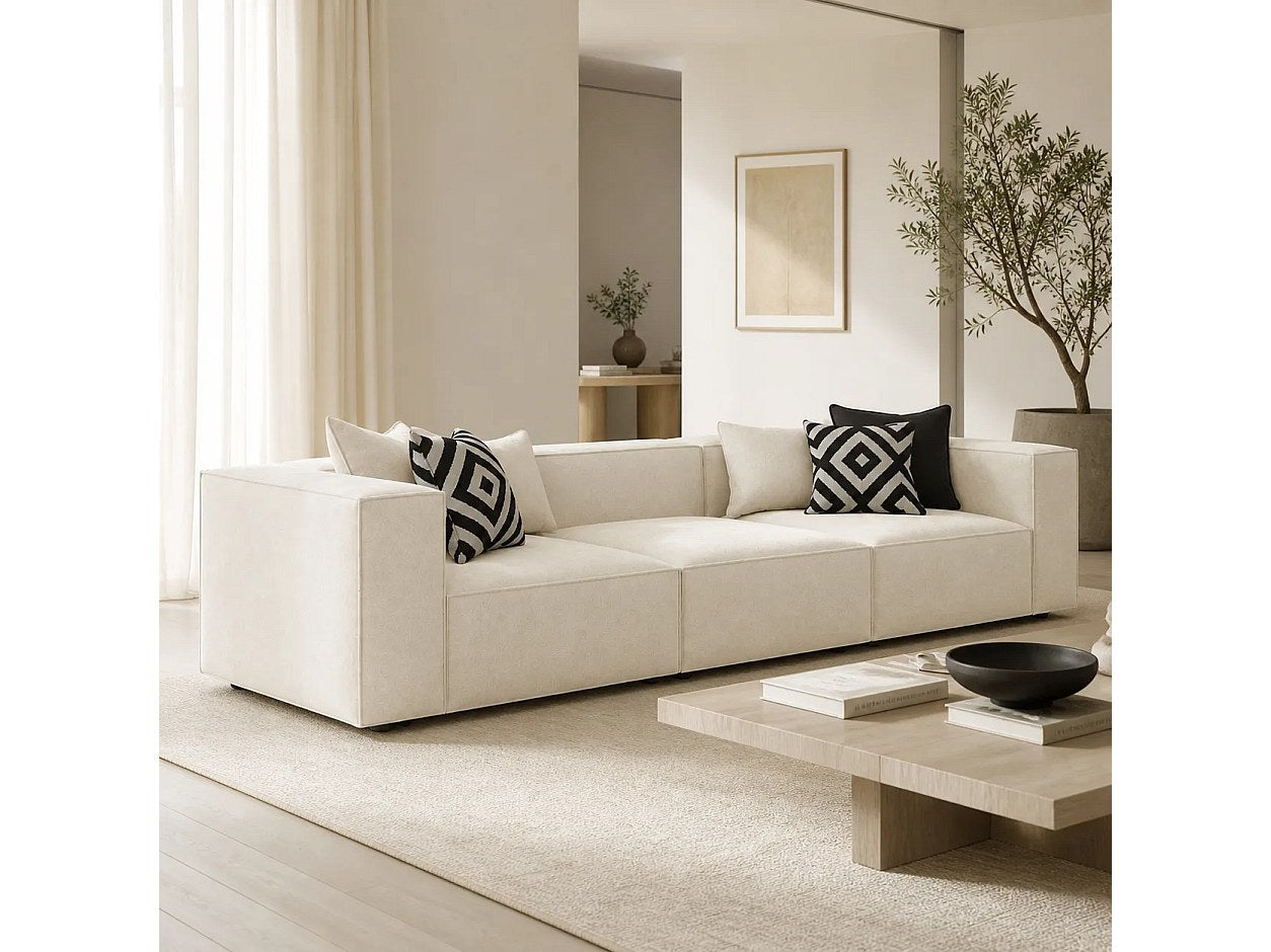 Canapé modulable blanc tissu