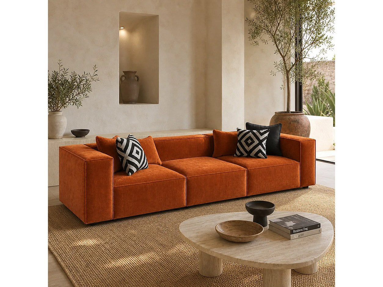 Canapé modulable orange tissu