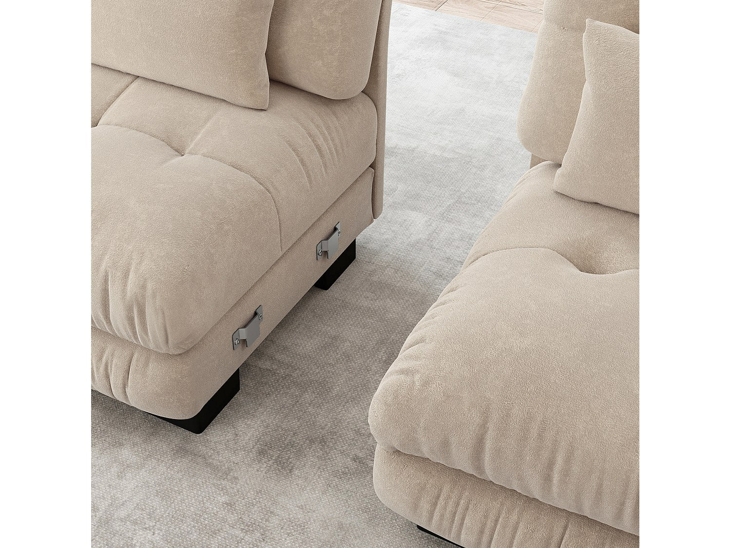 Canapé modulable 3 places beige tissu