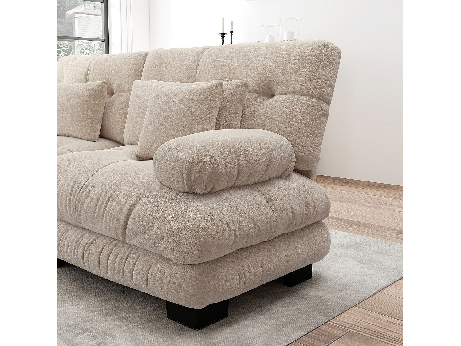 Canapé modulable 3 places beige tissu
