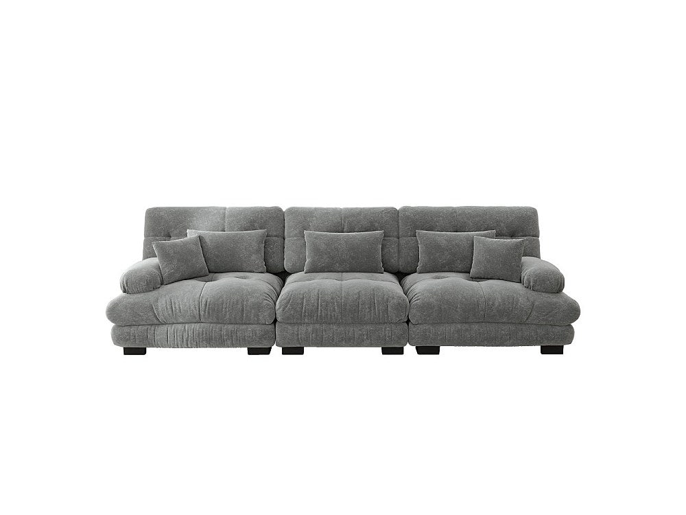 Canapé modulable 3 places gris tissu