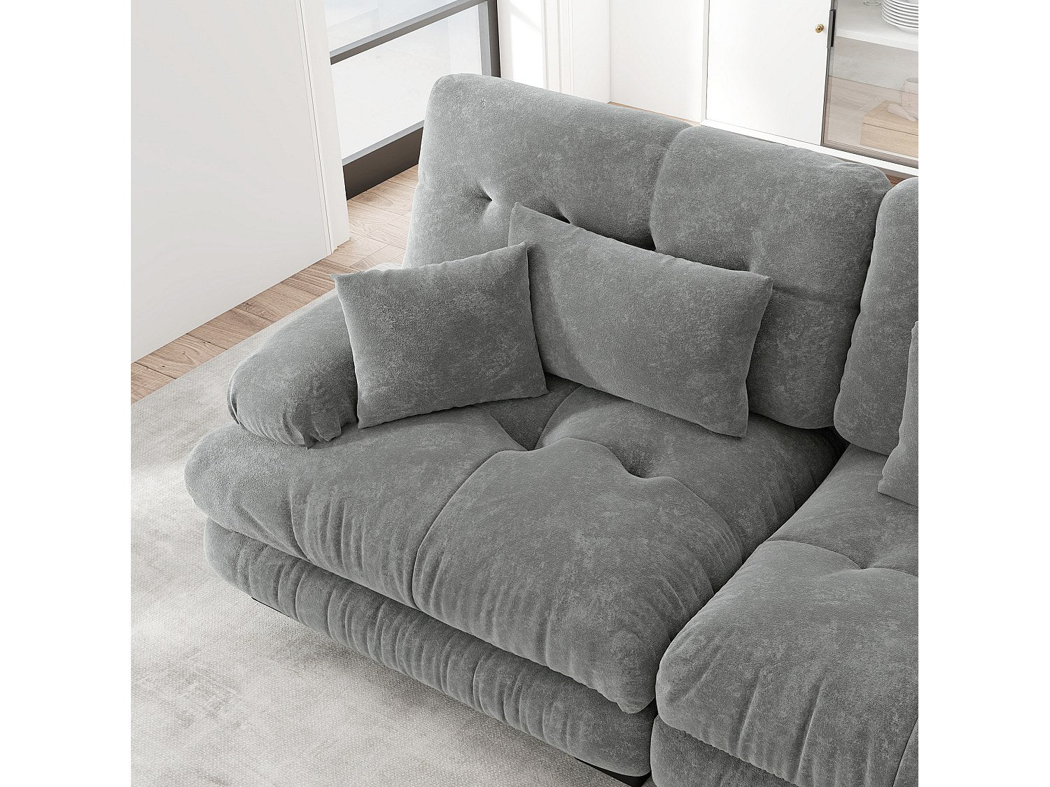Canapé modulable 3 places gris tissu