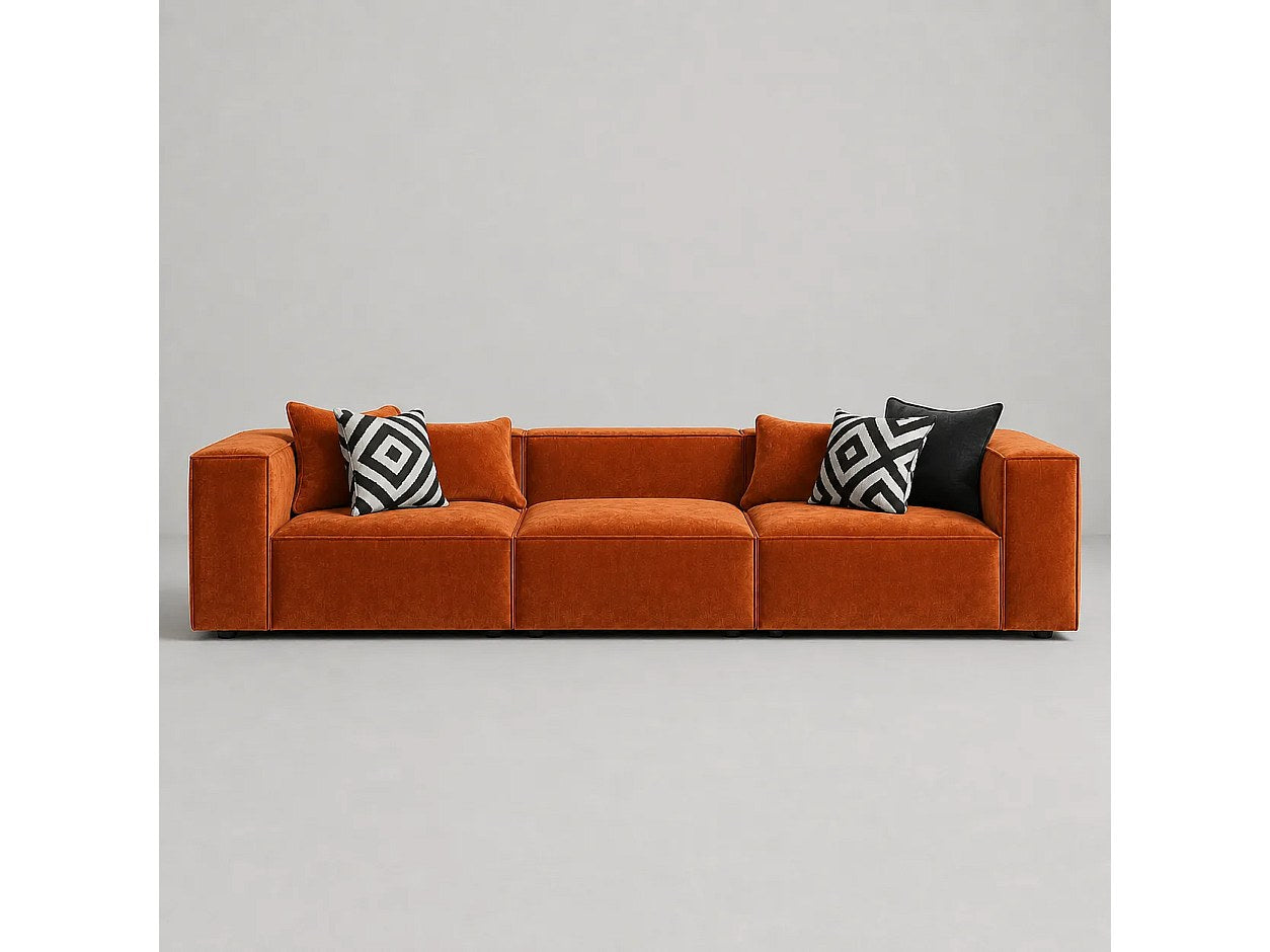 Canapé modulable orange tissu