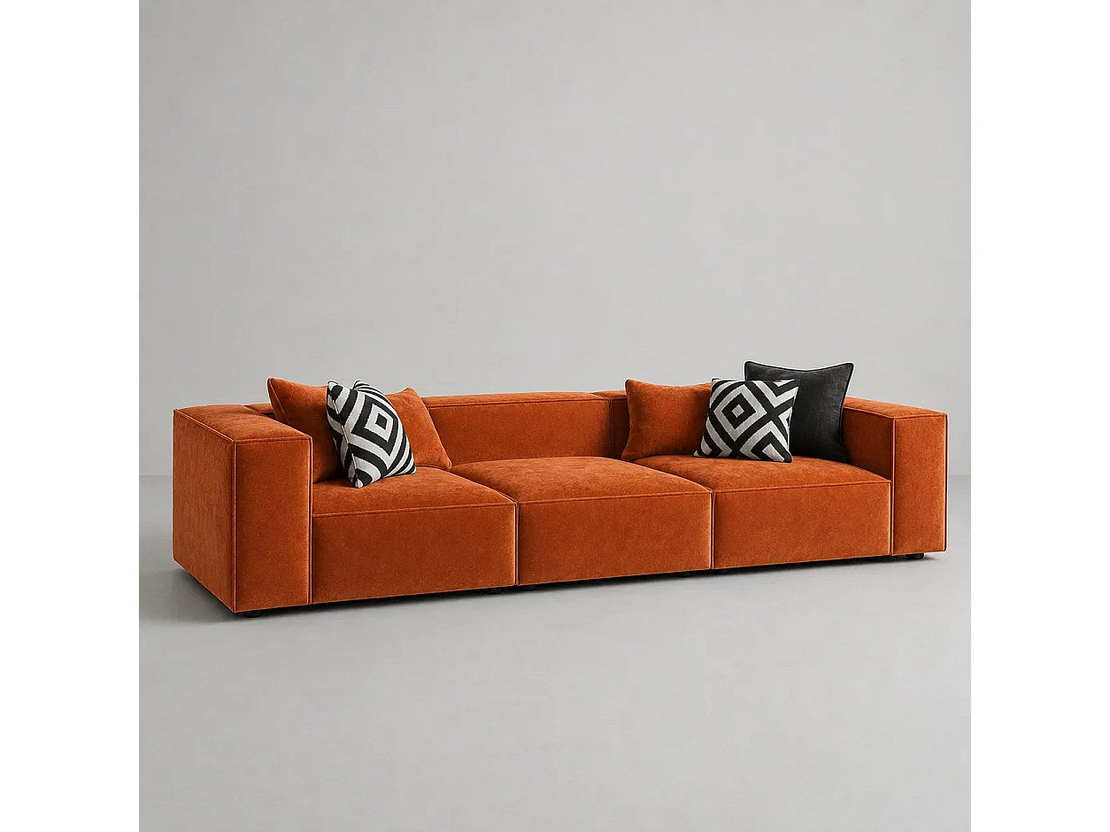 Canapé modulable orange tissu