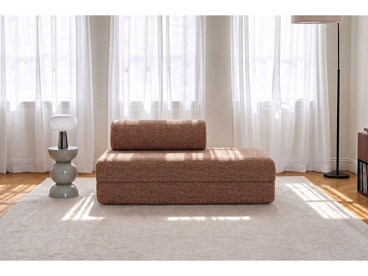 Canapé modulable convertible 2 places rouge tissu