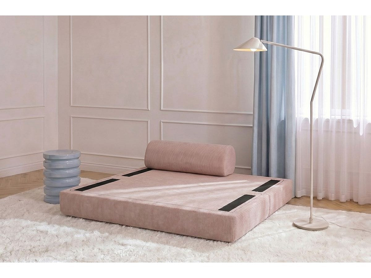 Canapé modulable convertible 2 places rose velours