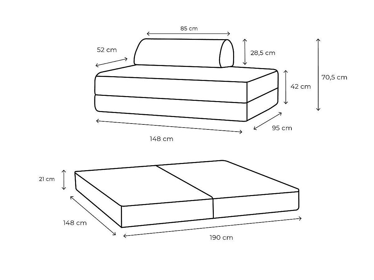 Canapé modulable convertible 2 places beige velours