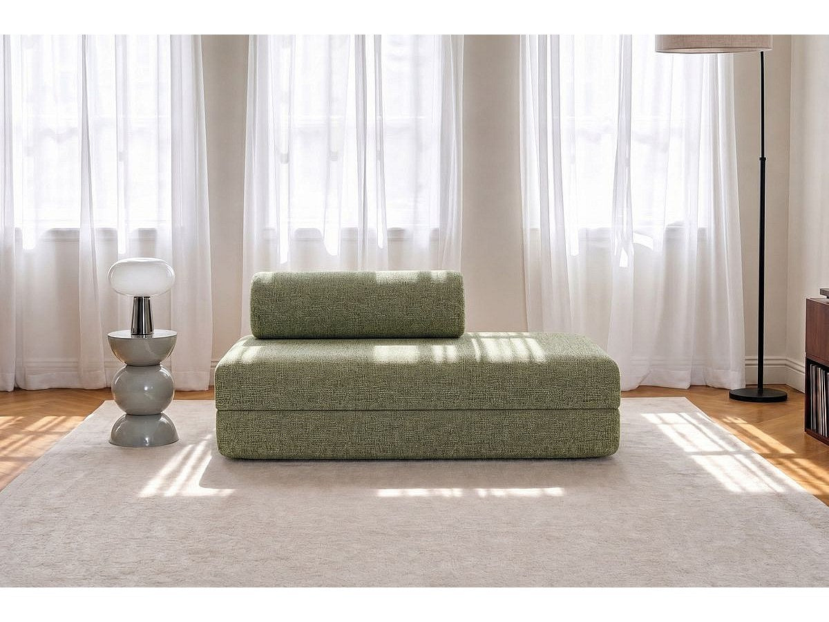 Canapé modulable convertible 2 places vert tissu