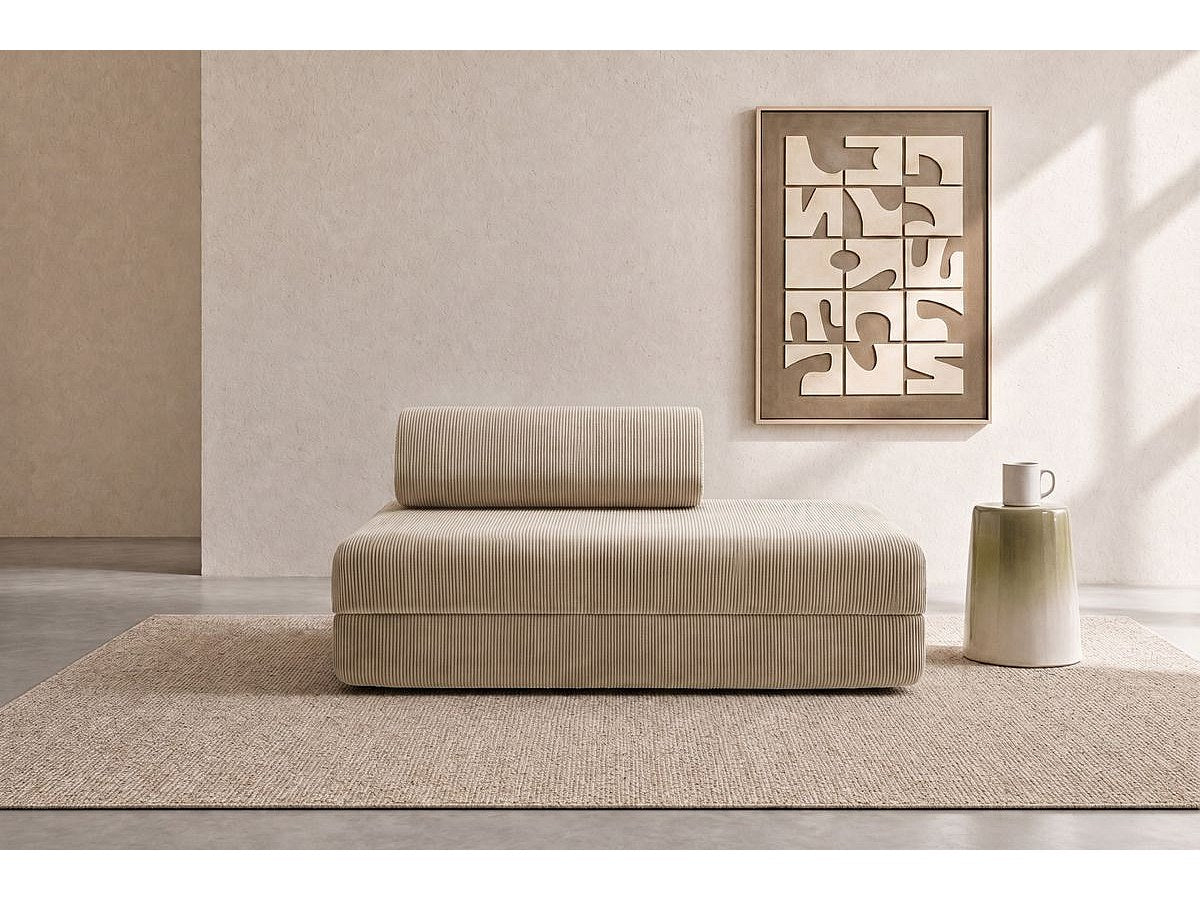 Canapé modulable convertible 2 places beige velours