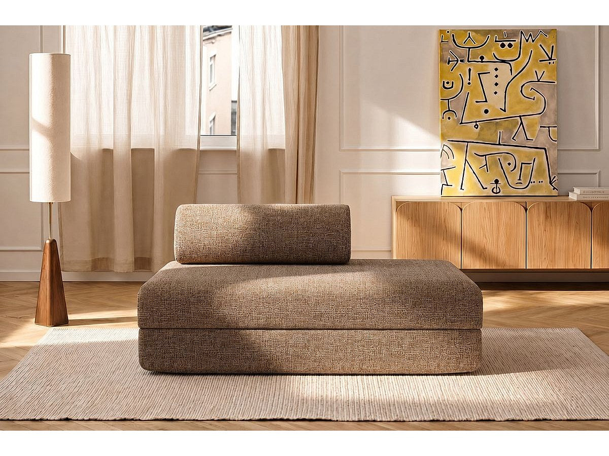 Canapé modulable convertible 2 places marron tissu