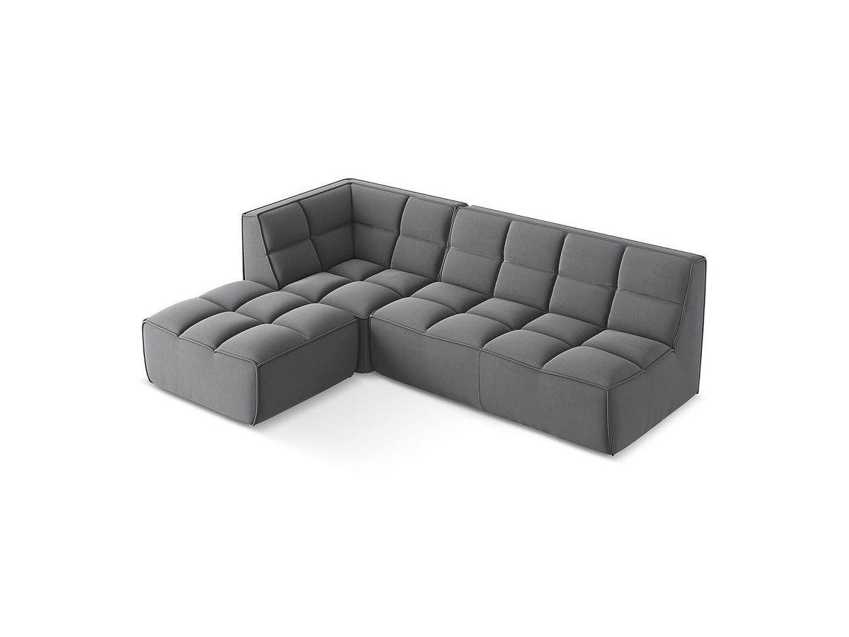 Canapé modulable 4 places gris tissu