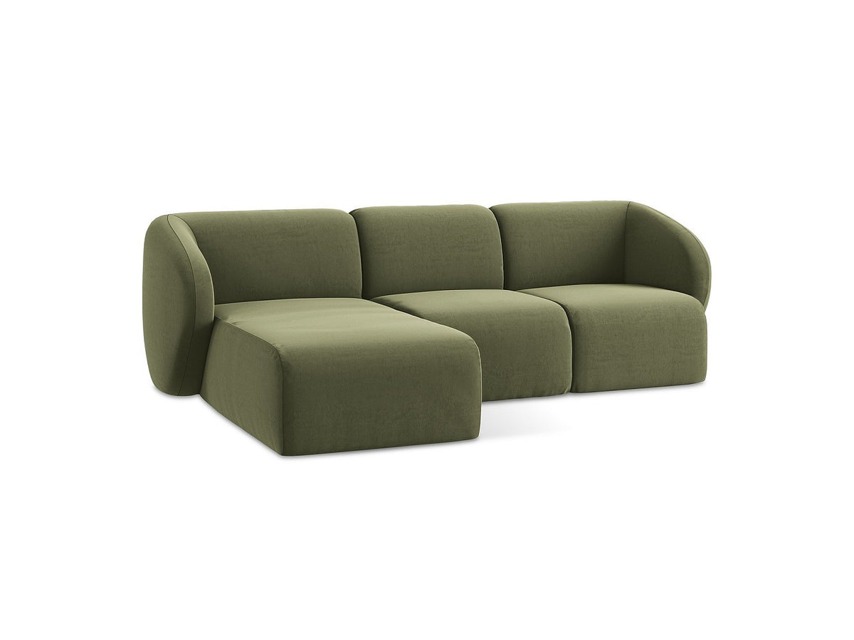 Canapé modulable 3 places vert tissu