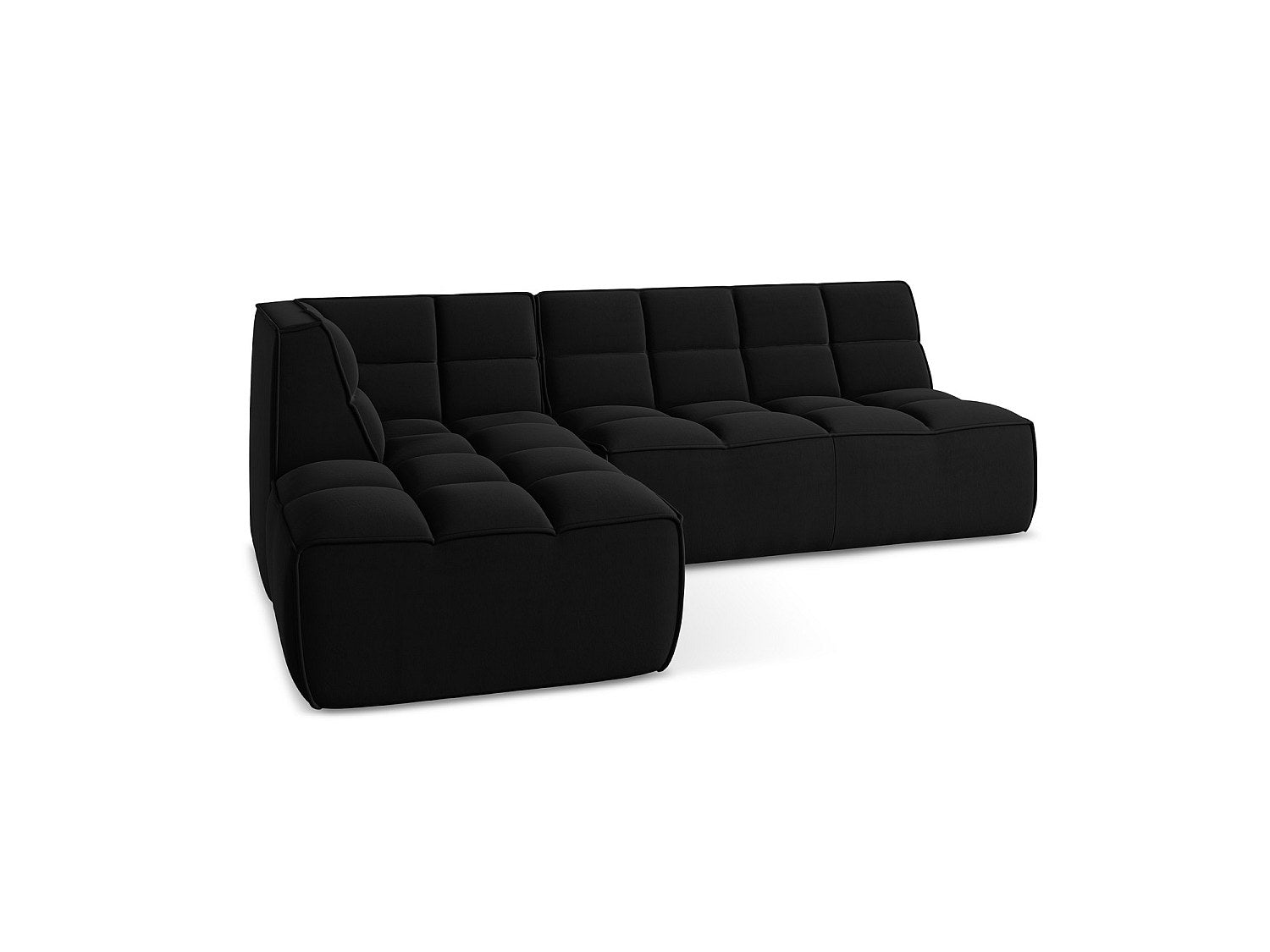 Canapé modulable 4 places noir tissu