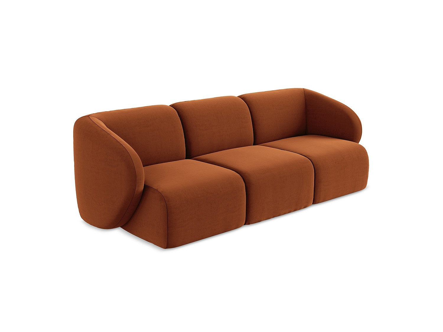 Canapé modulable 3 places orange tissu