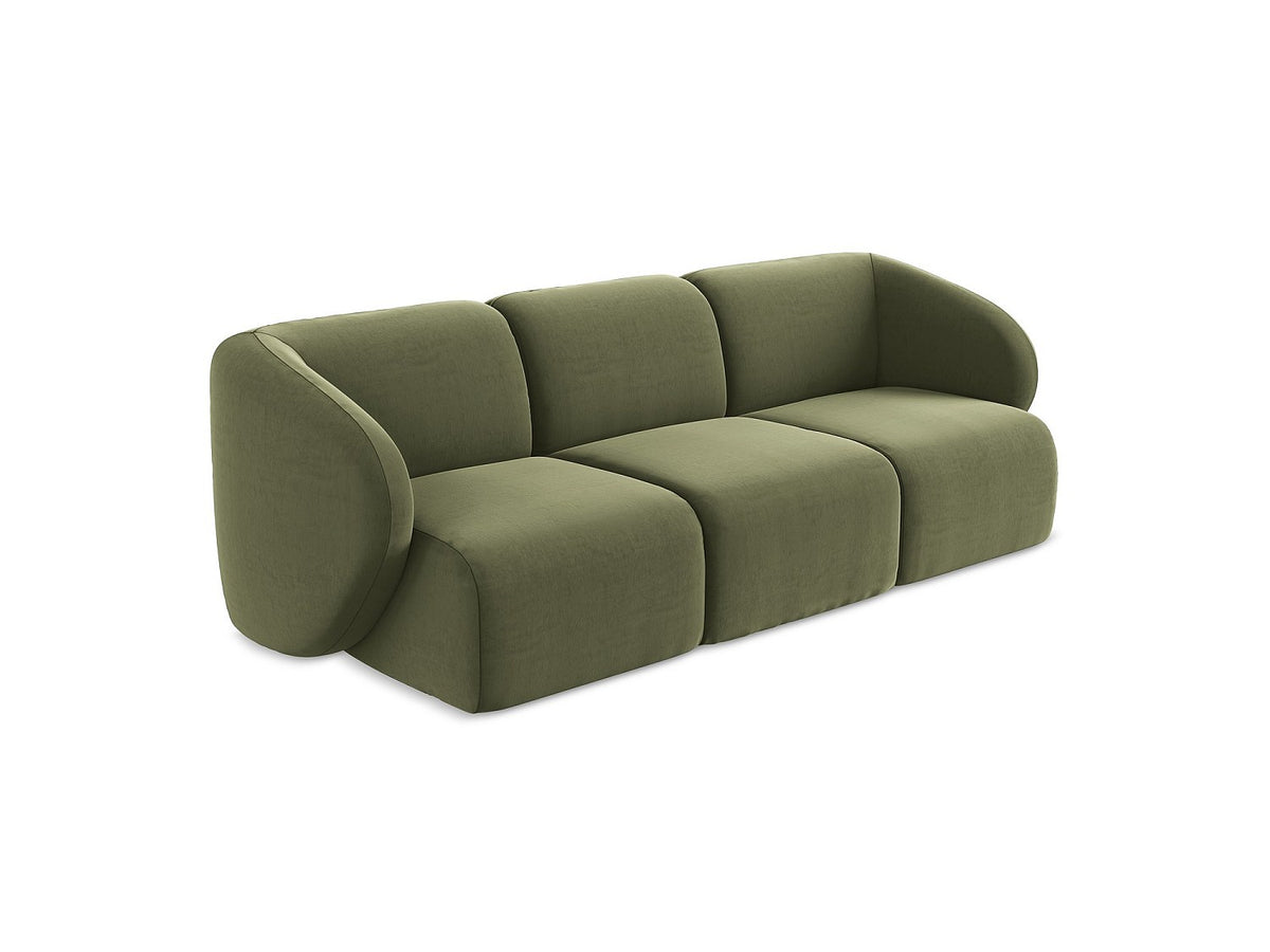 Canapé modulable 3 places vert tissu