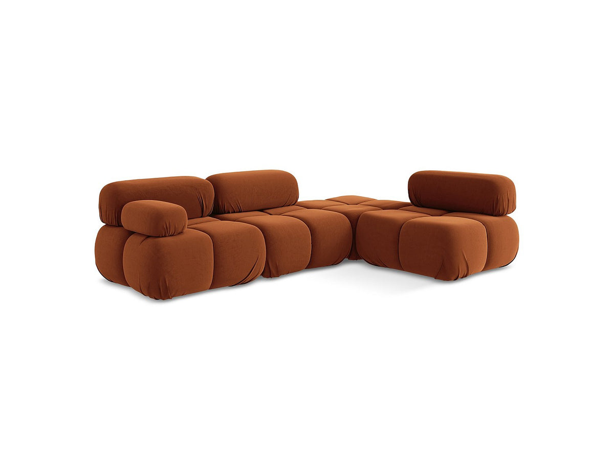 Canapé modulable 3 places orange velours