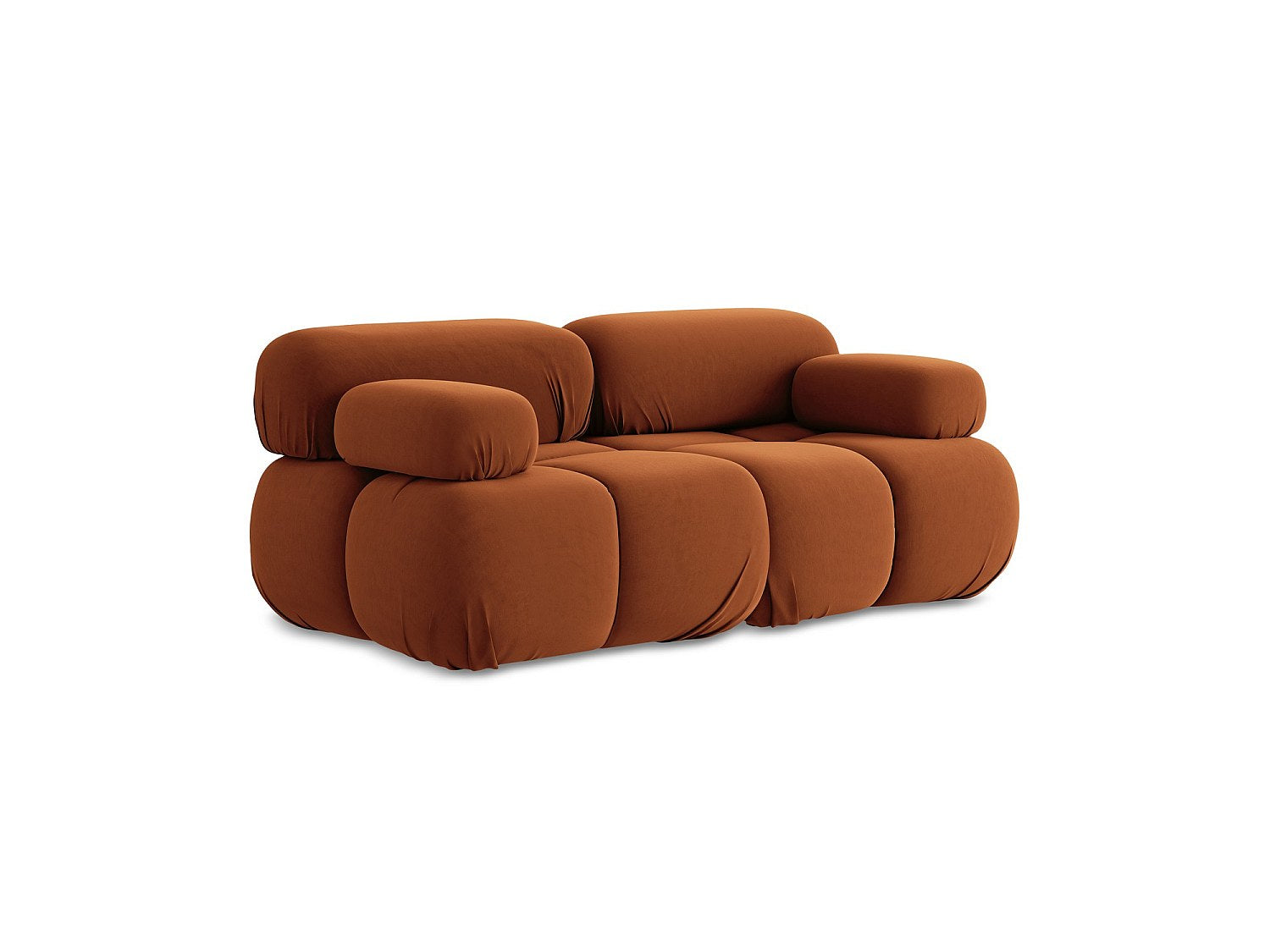 Canapé modulable 2 places orange velours