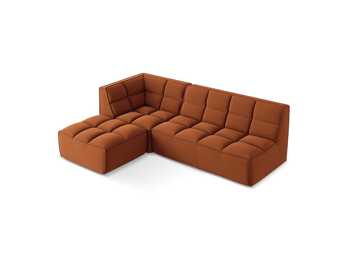 Canapé modulable 4 places orange tissu