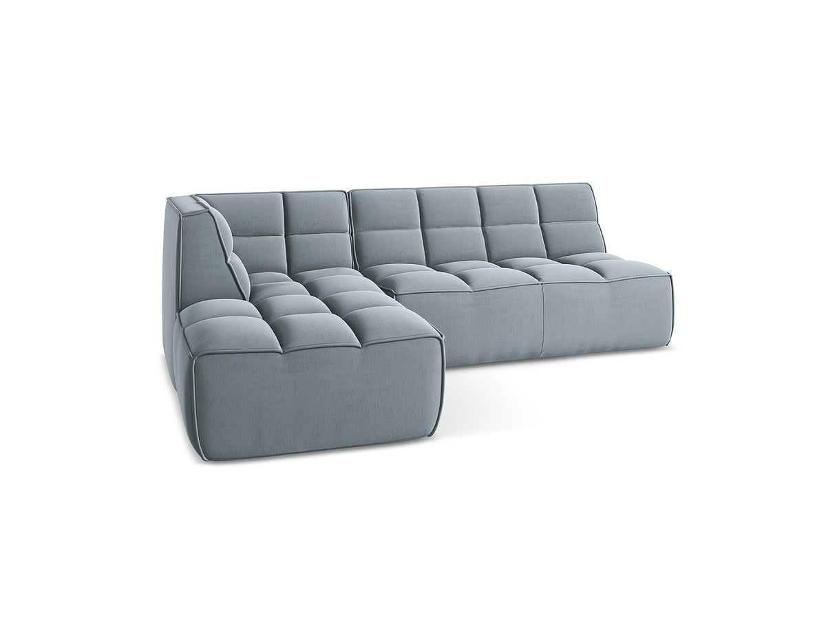 Canapé modulable 4 places bleu tissu