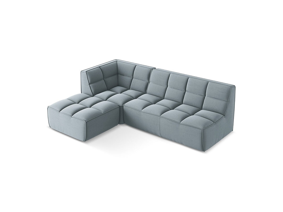 Canapé modulable 4 places bleu tissu