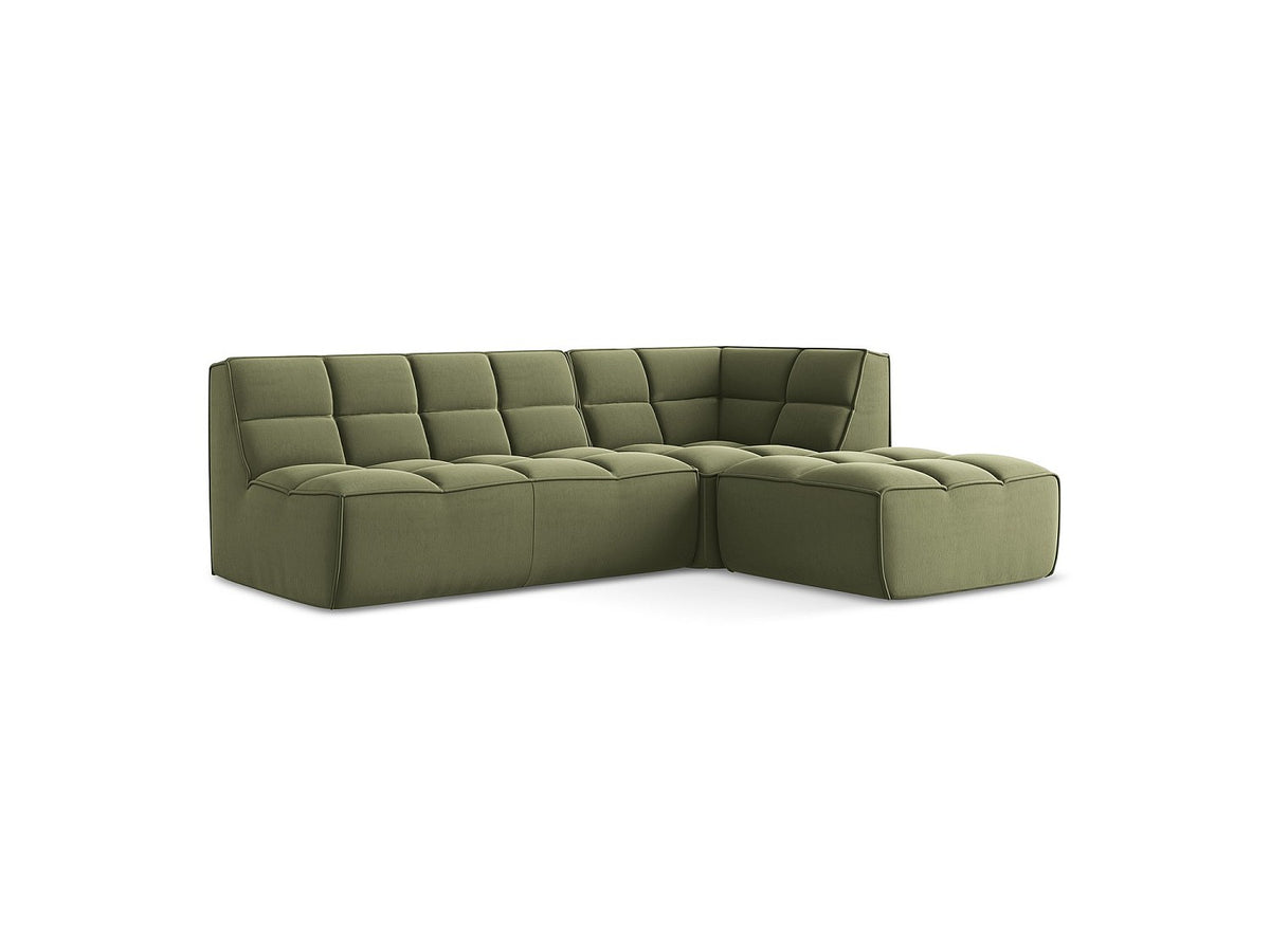 Canapé modulable 4 places vert tissu