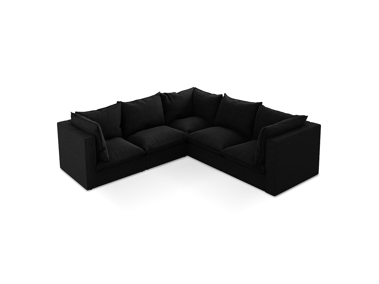 Canapé modulable 4 places noir tissu - Ravenna