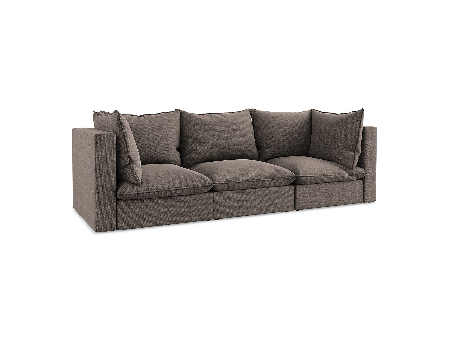 Canapé modulable 3 places marron tissu - Ravenna