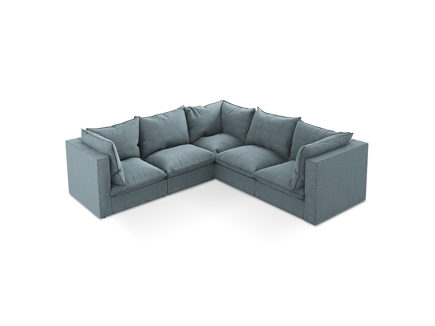 Canapé modulable 4 places bleu tissu - Ravenna