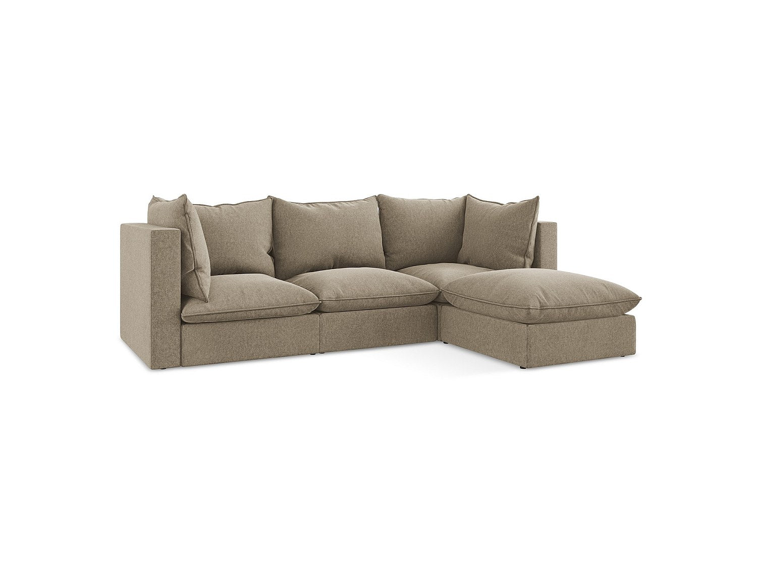 Canapé modulable 3 places beige velours - Ravenna