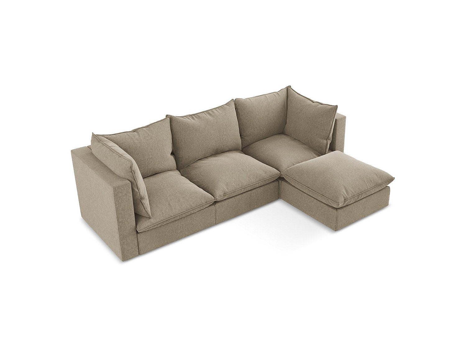 Canapé modulable 3 places beige velours - Ravenna