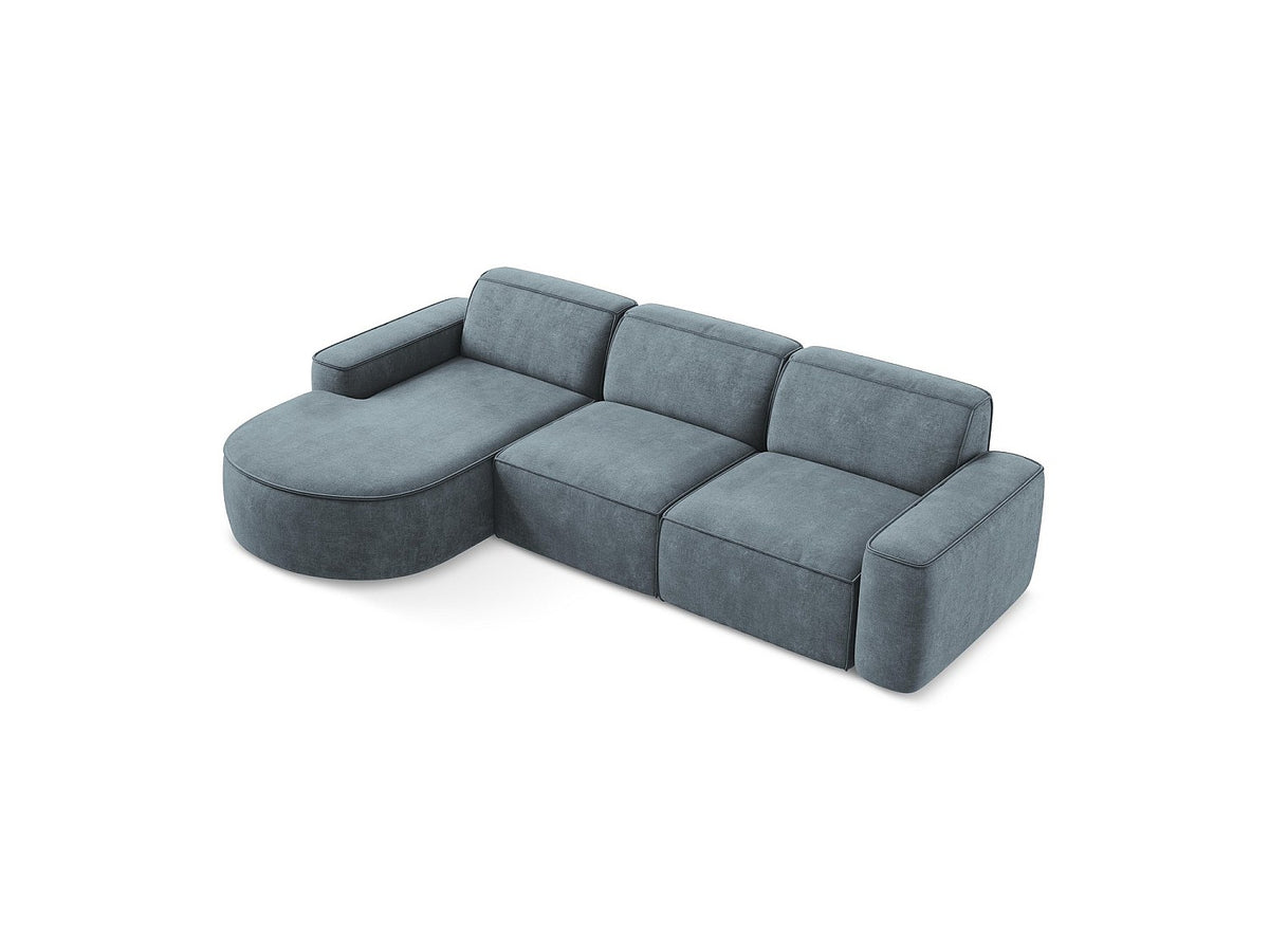 Canapé modulable 3 places bleu tissu