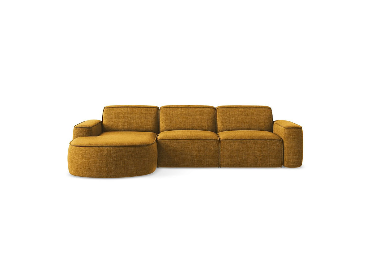 Canapé modulable 3 places jaune tissu