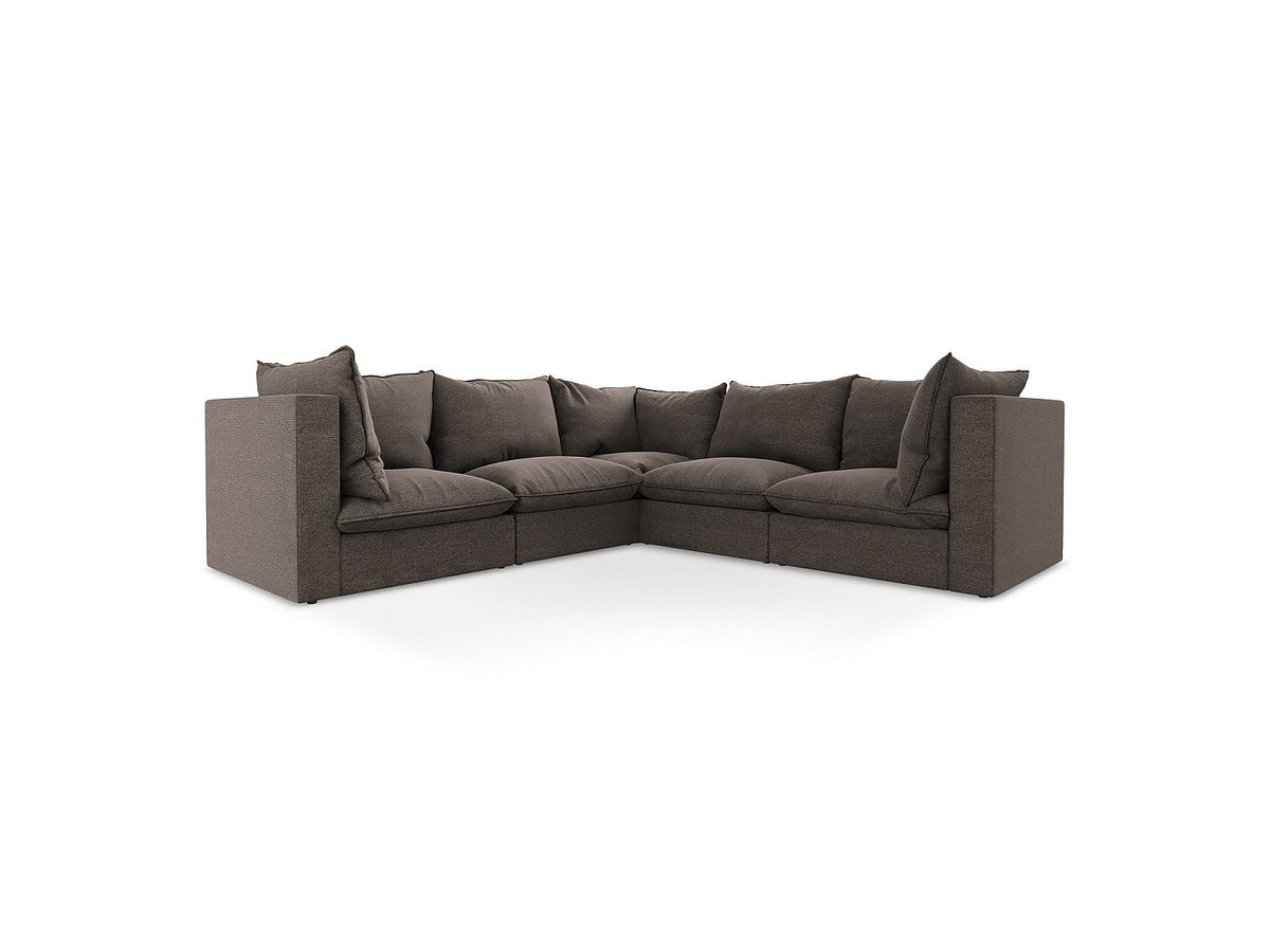 Canapé modulable 4 places marron tissu - Ravenna