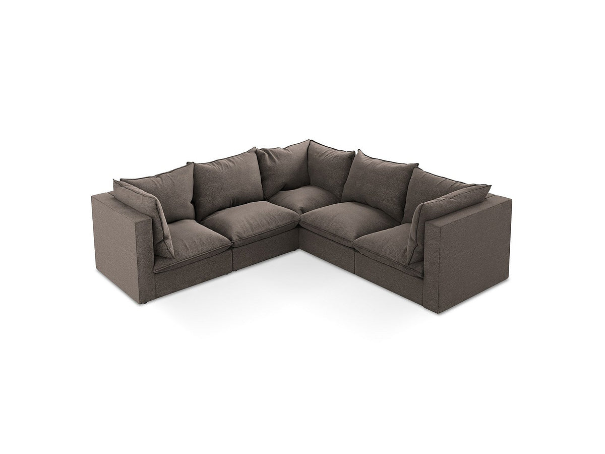 Canapé modulable 4 places marron tissu - Ravenna