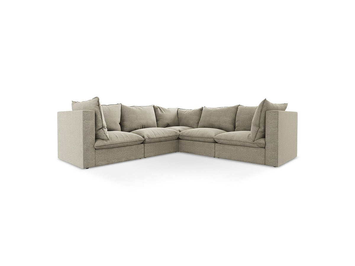 Canapé modulable 4 places taupe tissu - Ravenna